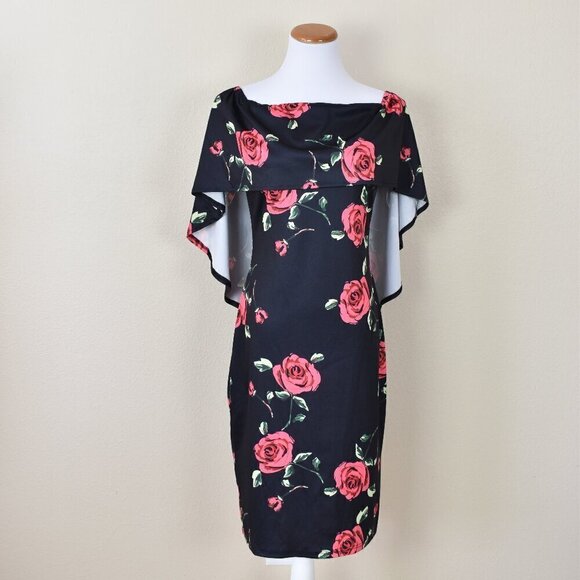 Grace Karin Dresses & Skirts - Grace Karin Off Shoulder Floral Cape Sheath Dress NEW - M